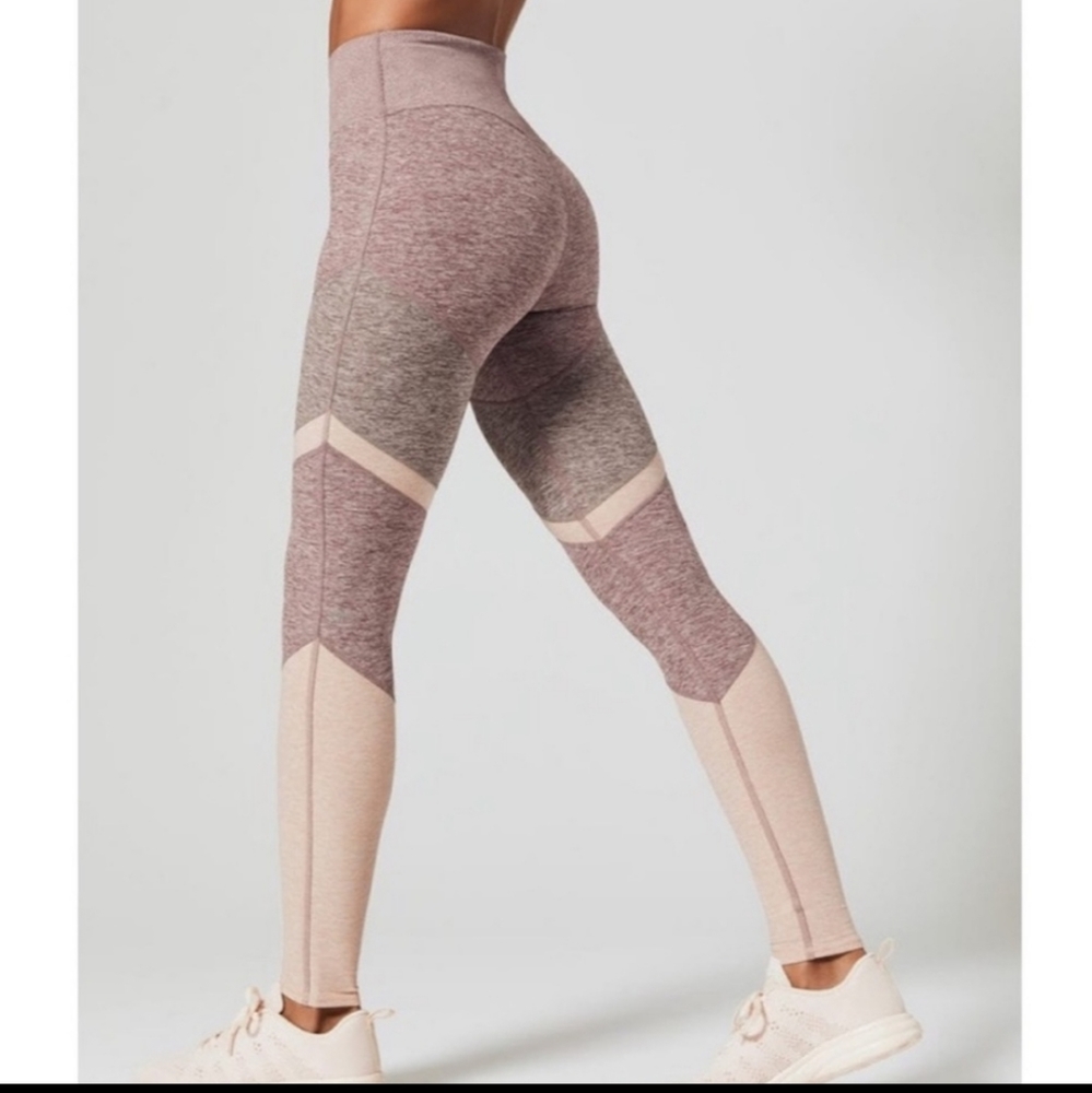 ALO Yoga Two-Tone Pink and Gray Leggings